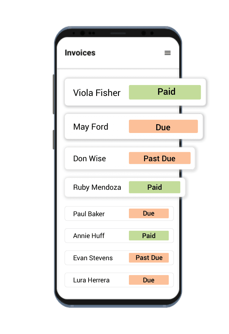 Autobooks invoice on phone
